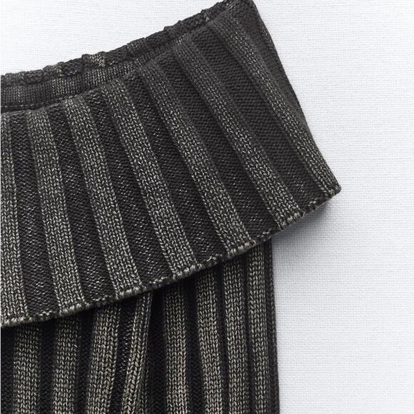 ZARA BLOGGER FAVORITE OFF-THE-SHOULDER ACID WASH KNIT DRESS - Picture 10 of 10